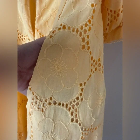 Rachel Parcell Buttercup Puff Sleeve Eyelet Fit & Flare Dress 100% Cotton - Picture 14 of 14